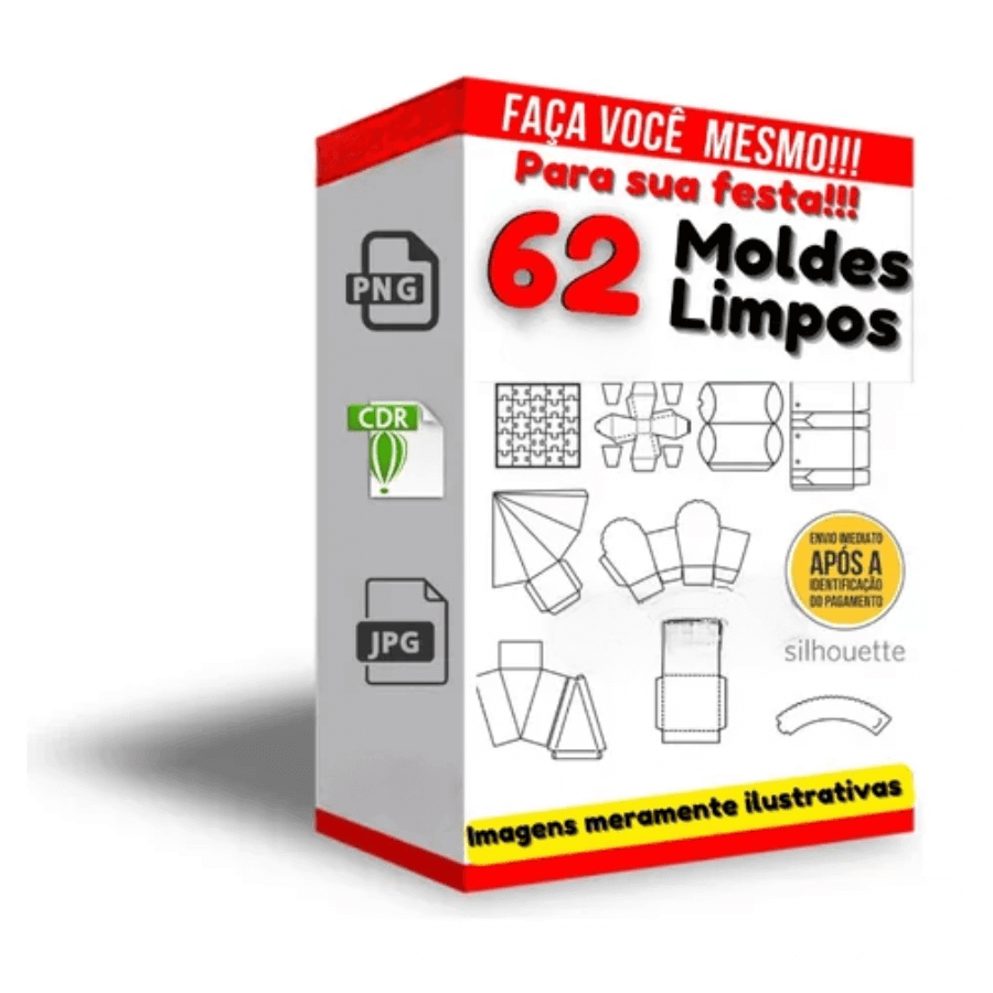 62 Moldes Limpos Caixas Festa Personalizados Caixinhas Presentes Corel - Radali Shop