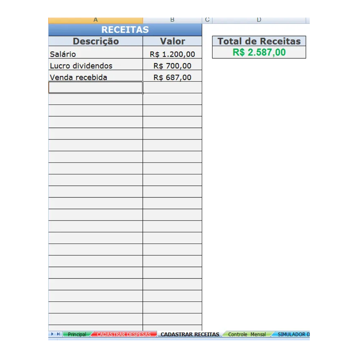 Hoja de cálculo de control financiero personal sencilla y fácil de usar