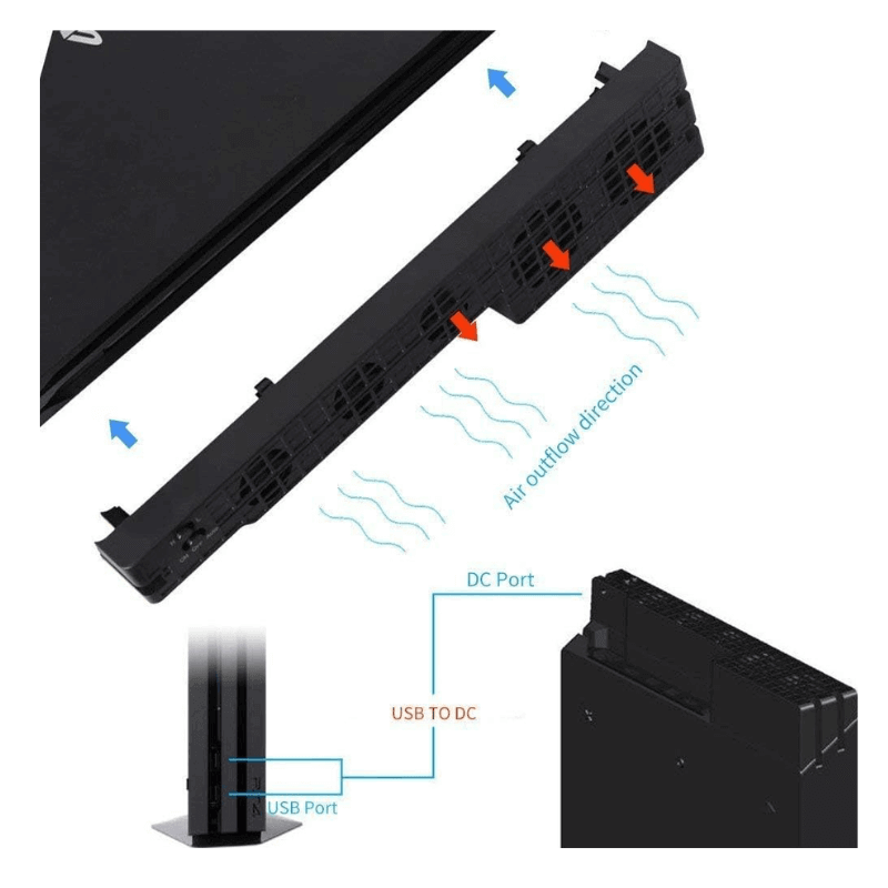 Cooler Turbo Ventilador Automático Com 5 Fan para Playstation 4 PS4 Pro DOBE - Radali Shop
