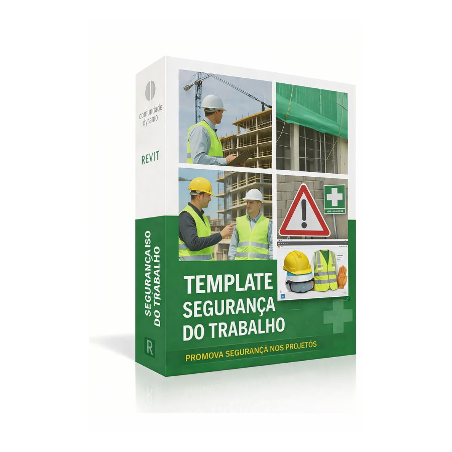 Template Segurança Do Trabalho Revit - Caixa do produto com imagens de segurança em obras.