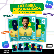 Figurinha personalizada copa do mundo 2026 com opção de edição no Canva e detalhes do jogador.