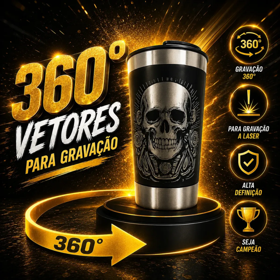 Ultra Pack +300 Artes Gravação Copos E Garrafas Laser 360o