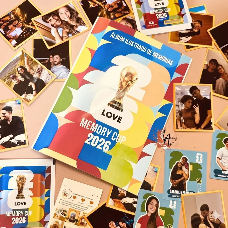 Álbum Casal Namorados Copa 2026 Memory Editável Canva