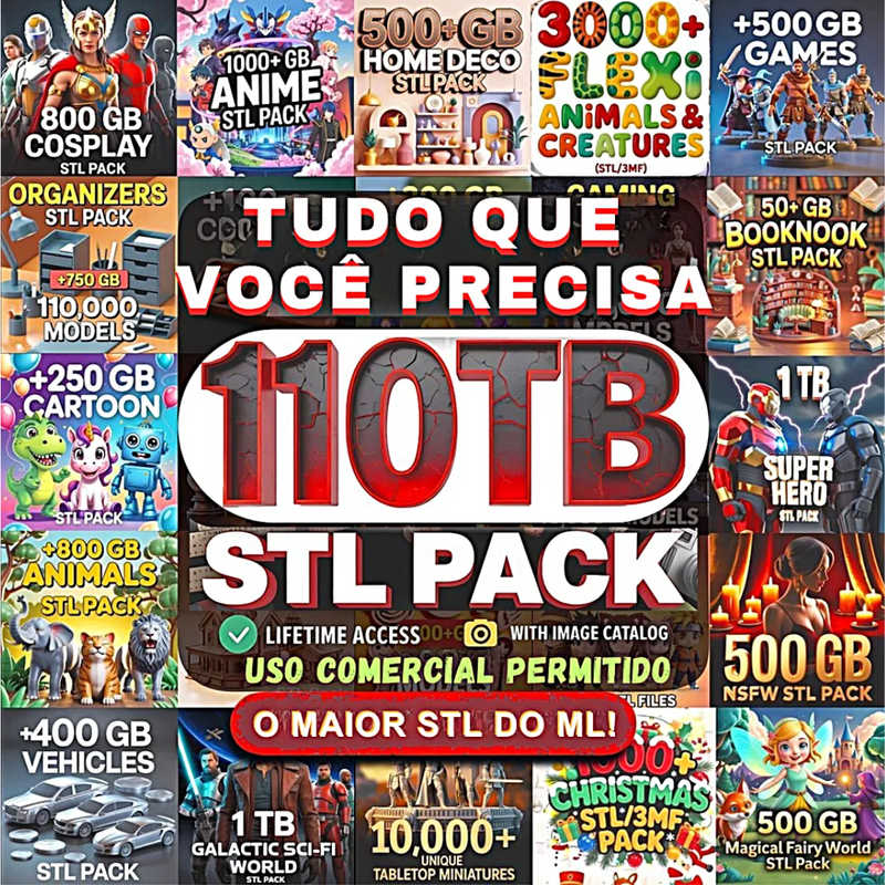 Mega Pack Stl Impressão 3d 2026 100% Atualizado 110tb+ Updates