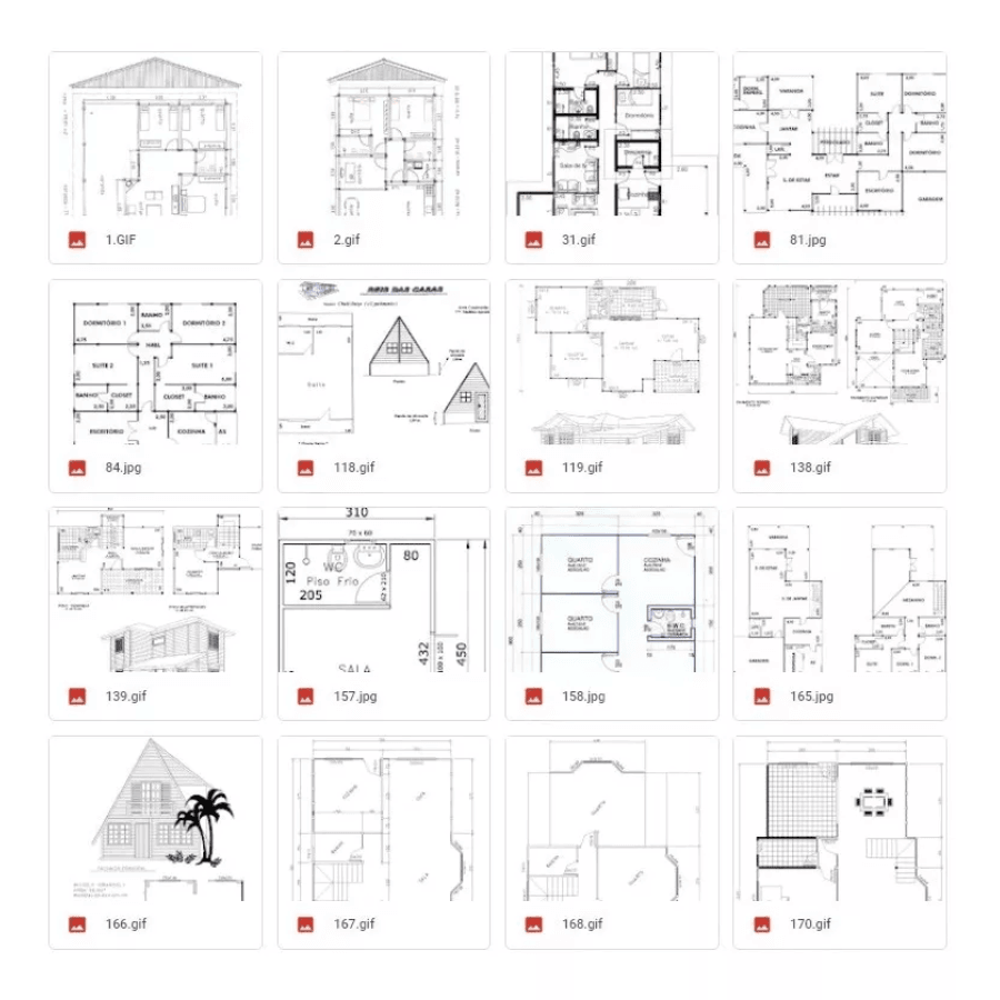 245mil Projetos Autocad Casas Prontos - Planta Baixa Engenharia Civil Dwg - Radali Shop