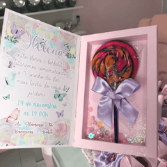 Plantilla de caja de invitación con silueta de piruleta limpia y archivo PNG