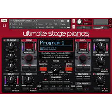 Interface do Ultimate Stage Pianos com timbres para pianos de palco premium para Kontakt.