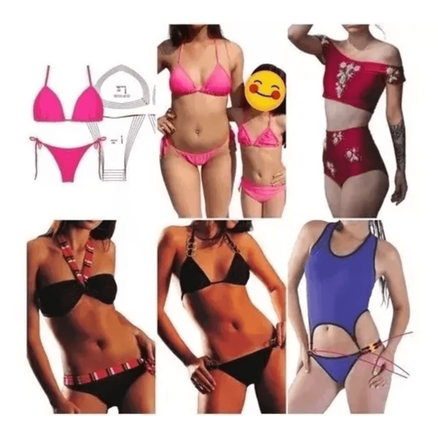 Kit 50 Moldes Moda Praia Biquínis Maiôs Fabricar Tamanho Real Arquivos - Radali Shop