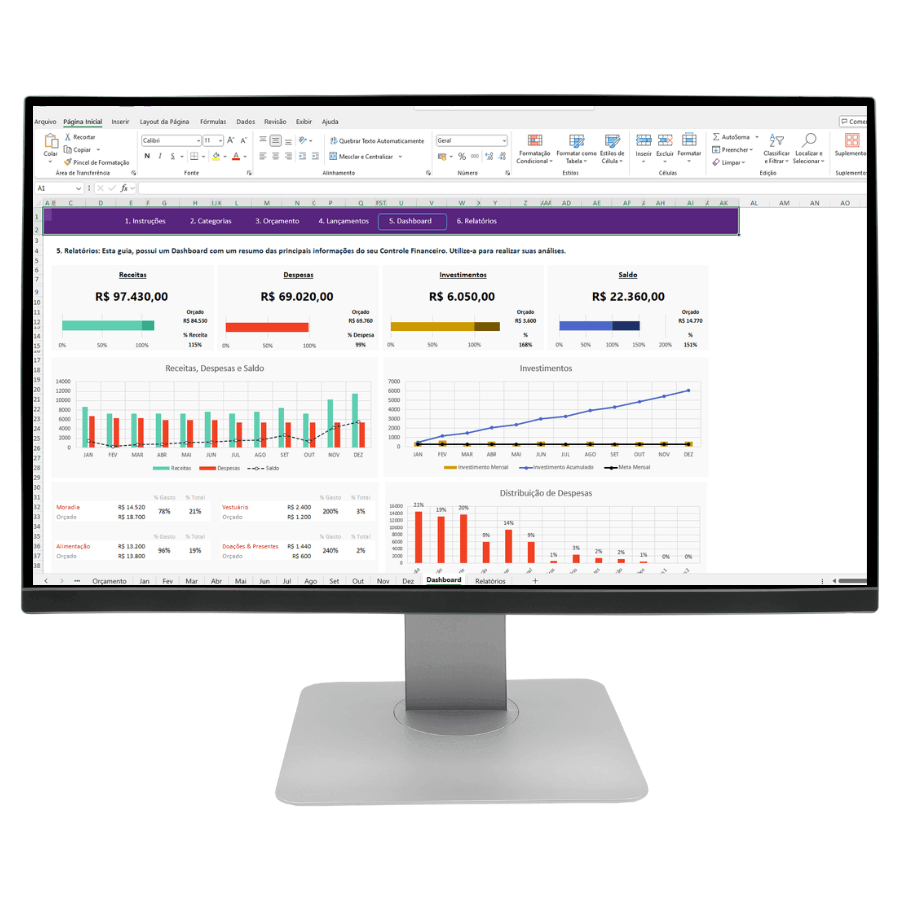 Planilha Controle Financeiro Pessoal Gastos Despesas Mensal Diário Familiar - Radali Shop