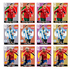 Figurinhas copa 2026 para imprimir com jogadores icônicos como Cristiano Ronaldo, Lionel Messi e Lamine Yamal.