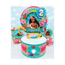 Kit 2025 Festa Prontas Arquivo Corte Silhouette Topo De Bolo featuring a Moana themed cake and decorations.