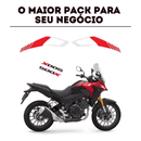 Imagem de um pack de adesivos vermelhos para motocicletas, destacando o modelo 300X e 500X.