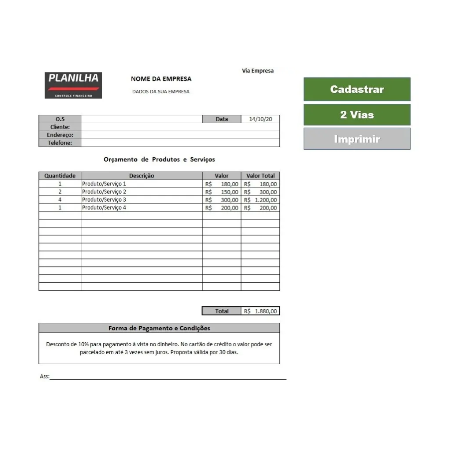 Hoja de cálculo de Excel para la planificación y el control de gastos financieros 