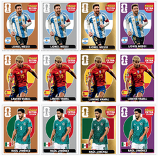 Figurinhas Copa do Mundo 2026 para Imprimir com jogadores icônicos como Lionel Messi e Raúl Jimenez.