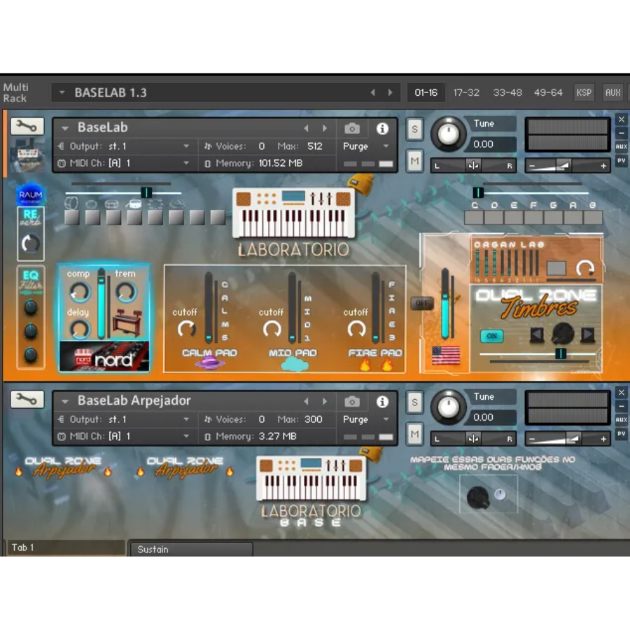 Base Lab 1.3 com interface de controle para pianos de palco premium para Kontakt