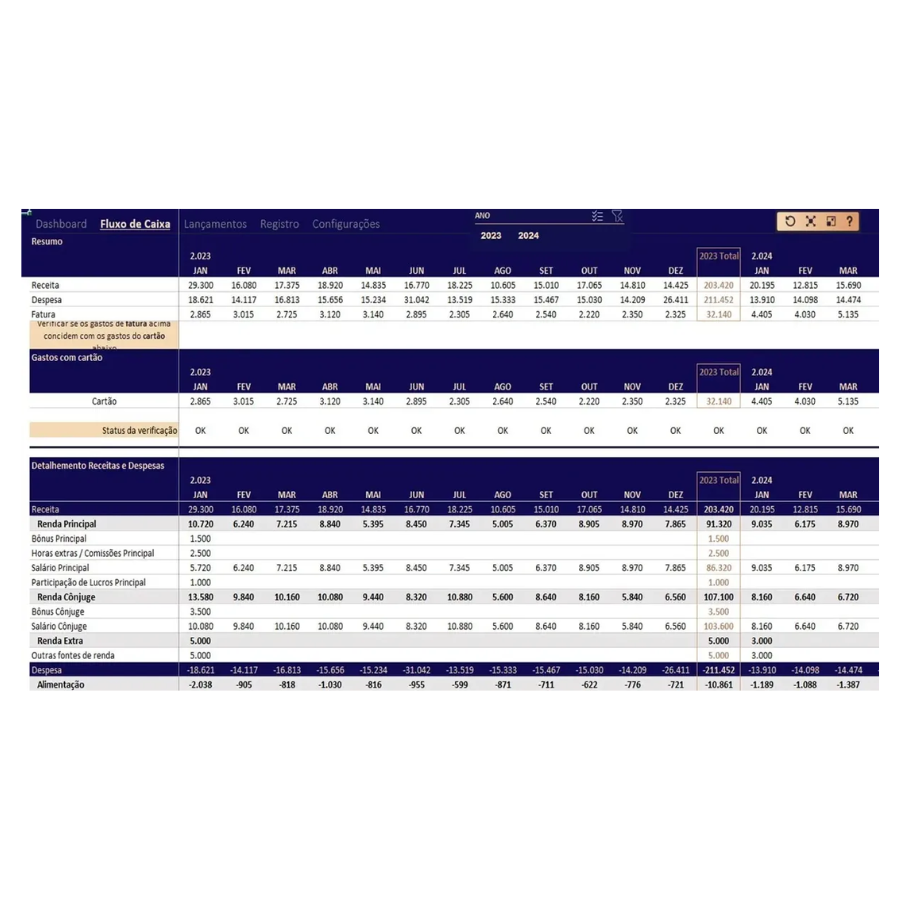 Hoja de cálculo de Excel para la planificación y el control de gastos financieros 