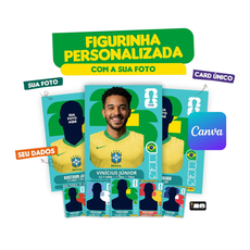 Figurinha personalizada copa do mundo 2026 com a sua foto, design editável no Canva, exemplo de produto.