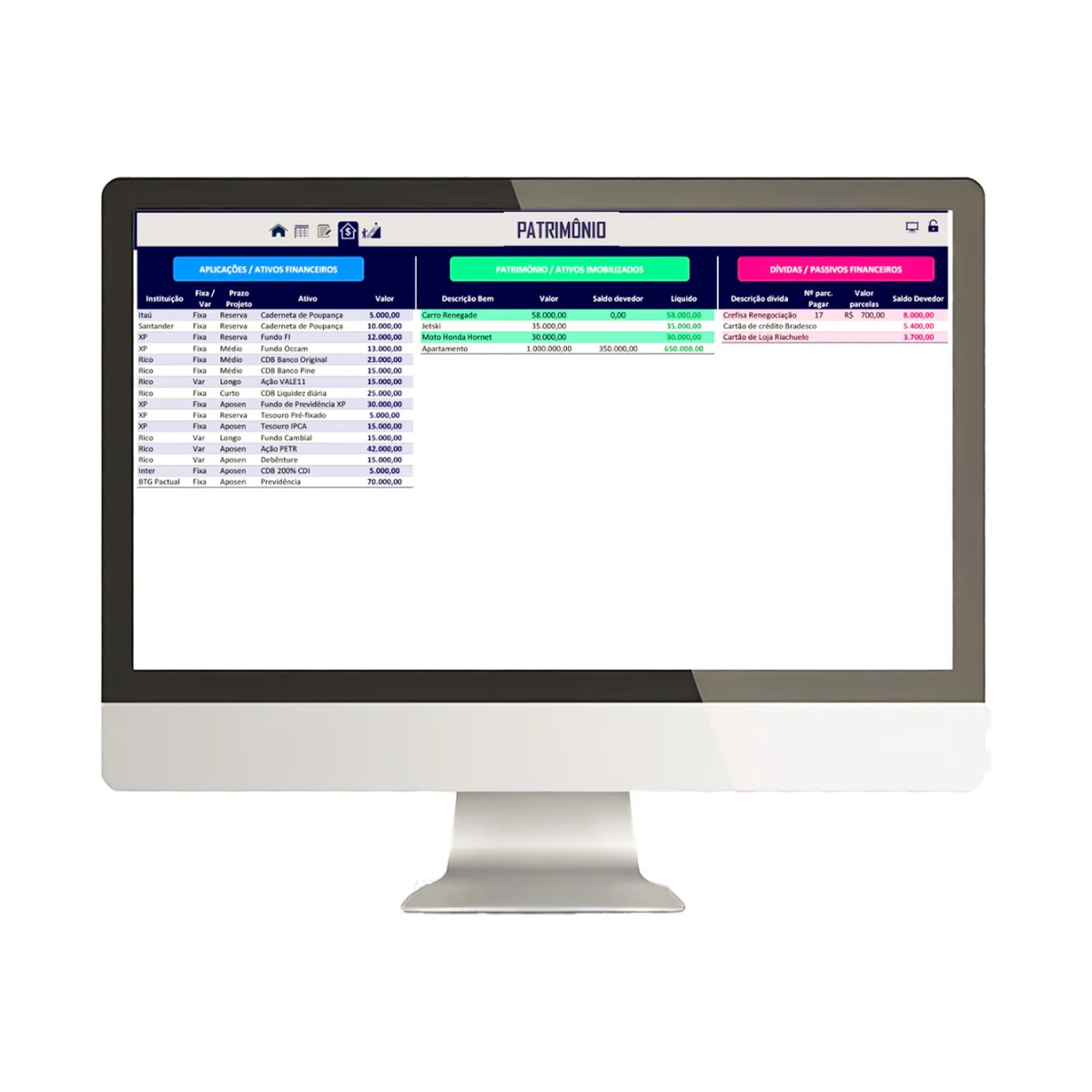 Hoja de cálculo de Excel para la planificación y el control de gastos financieros 