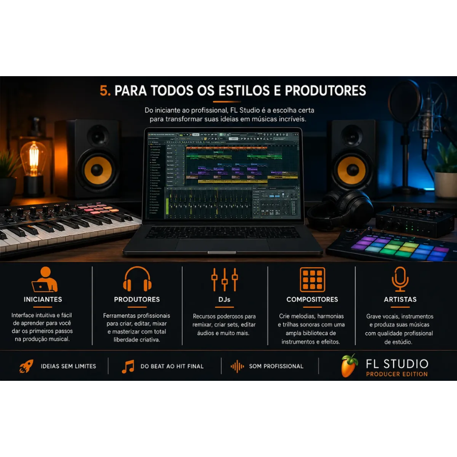software de produção musical FL Studio 26 para todos os estilos e produtores, desde iniciantes até profissionais.