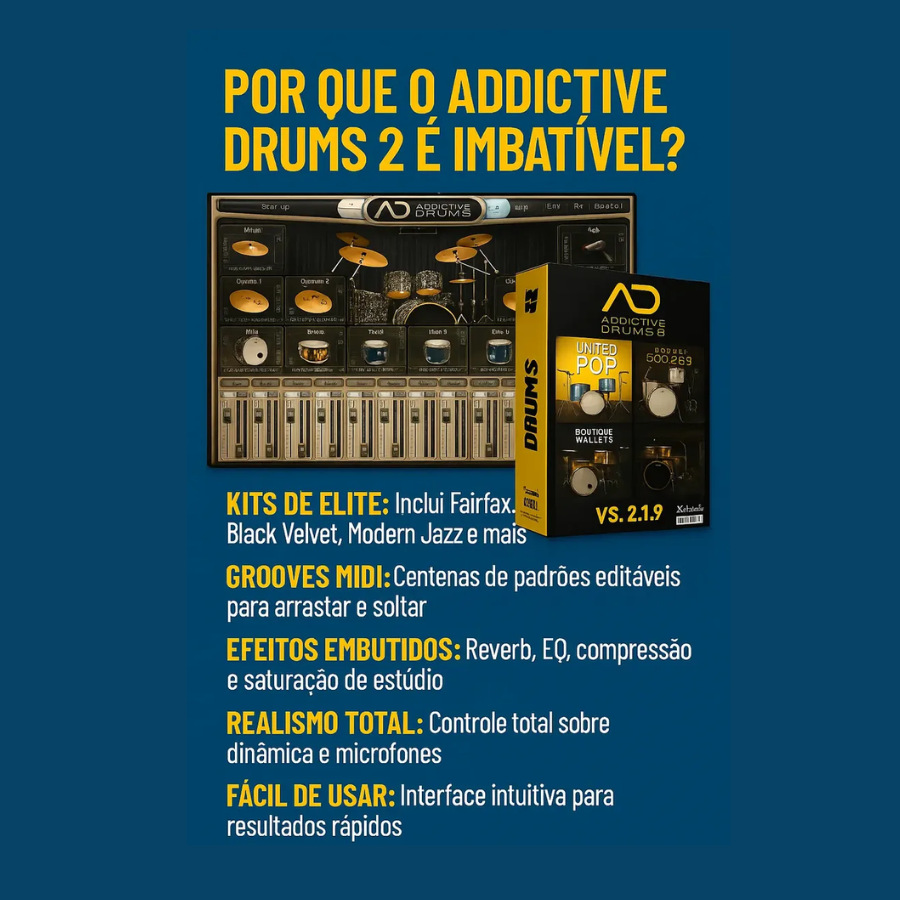 Addictive Drums 2 Completo Bateria Virtual Profissional