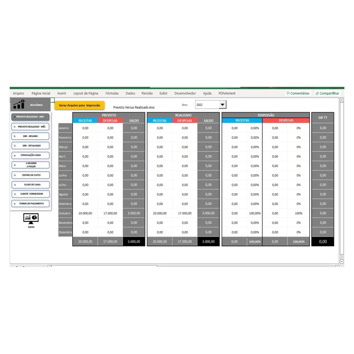Hoja de cálculo de control financiero empresarial de Excel + Bono