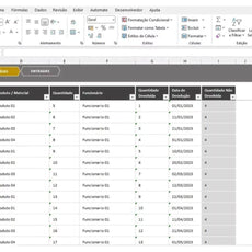 Planilha de controle de estoque em Excel para gestão de almoxarifado e inventário.