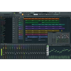 Tela do FL Studio 24 edição produtora portátil com arranjos de música e mixagem em andamento.