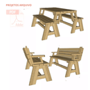 Projetos Banco que Vira Mesa De Jardim + Mesa De Bar e Cadeira - Radali Shop