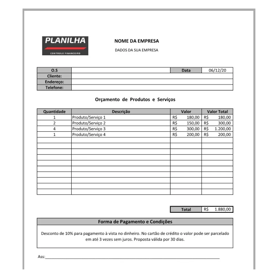 Hoja de cálculo de Excel para la planificación y el control de gastos financieros 