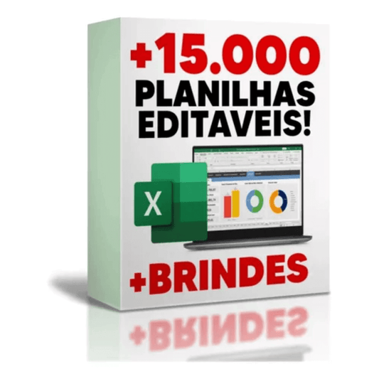 +15.000 editable Excel spreadsheets package with bonuses and laptop display
