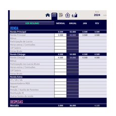 Hoja de cálculo de Excel para la planificación y el control de gastos financieros 