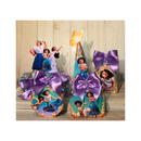 Kit 2025 Festa Prontas Arquivo Corte Silhouette Topo De Bolo, itens decorativos com figuras e laços roxos.