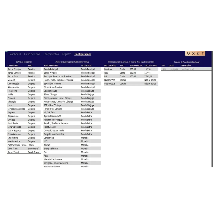 Hoja de cálculo de Excel para la planificación y el control de gastos financieros 