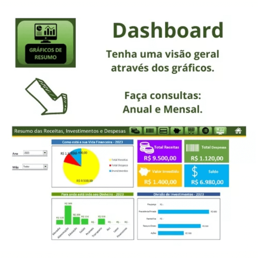 Planilha Controle Financeiro Pessoal Gastos Despesas Mensal Diário - Radali Shop