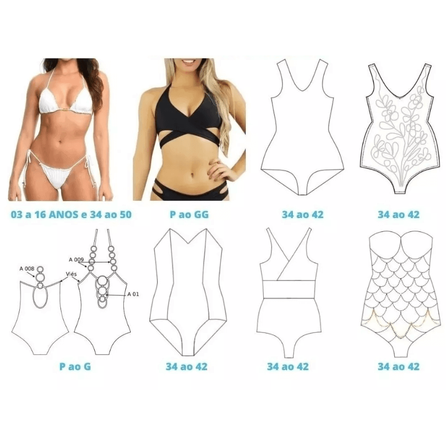 Kit 50 Moldes Moda Praia Biquínis Maiôs Fabricar Tamanho Real Arquivos - Radali Shop