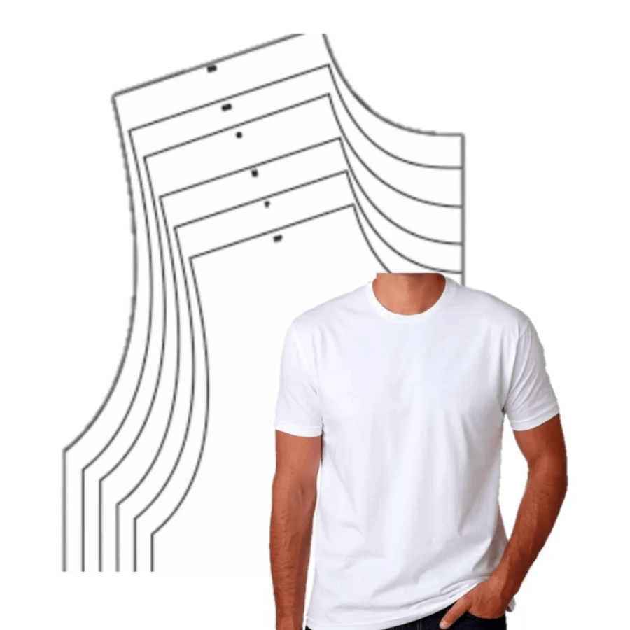 9 Moldes Camiseta Masculina Gola V Ou Careca Gabarito Roupas - Radali Shop