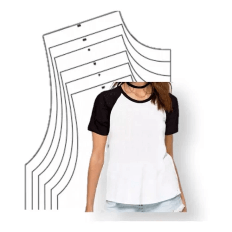 9 Moldes Raglan Feminina Modelagem Gabarito Camiseta Roupas - Radali Shop