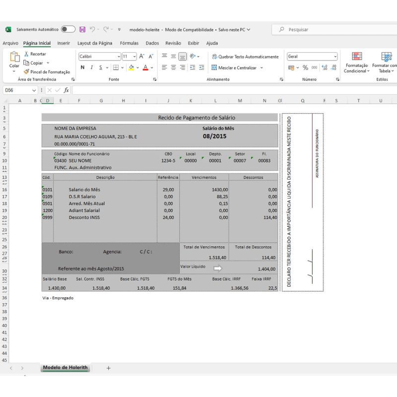Planilha Holerite Banco dados Funcionarios 3 Modelos Editáveis Recibo - Radali Shop