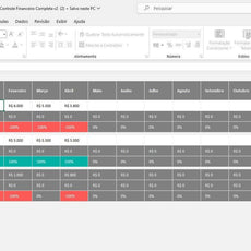 Detailed financial control spreadsheet showing costs, cash flow, and management metrics.
